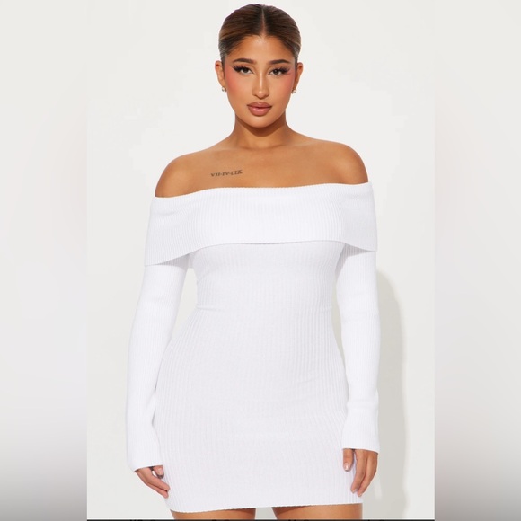 Fashion Nova White Sweater Mini Dress-Size XL NWT🤍 - Picture 2 of 5